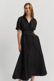 COUNTRY ROAD ORGANZA SHIRT MIDI DRESS in Black RRP$299