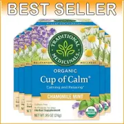 Caffeine-Free Cup of Calm Tea: 96 Bags of Organic Chamomile Mint, 6 Pack