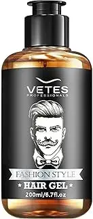 Men’s Hair Styling Gel, Long-Lasting Moisturizing & Strong Hold & Shine with No Residue & Easy Wash - Retro Greaser & Moderate Fragrance - 6.7oz/200ml