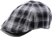 [IFSUN] Newsboy Hats for Men Classic 8 Panel Cotton Blend Ivy Cabbie Flat Hat, Black, One Size