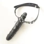 Two Headed Plugs Restriants Studded Leather Open Mouth Lockable Gags Binding