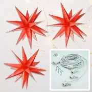3-PACK 20" Red Moravian Weatherproof Outdoor Plastic Star Lantern, with LED B...