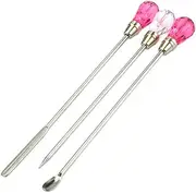 Warm Girl Nail Manicure tool 3 Pieces Nail Art Stirring Rod DIY Tools Spoon Spatula Needle Stick for Powder Liquid Glue Rhinestone Acrylic UV Gel Mixing Manicure Accesories
