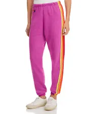 Aviator Nation Rainbow Stripe Sweatpants in Magenta/Orange/Yellow