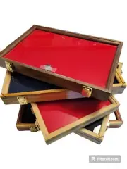 OAK Wood showcase display case 12 X 18 X 2" Quality made, glass, solid OAK.