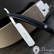 Men's Shaving Kit With Leather Strop,Black Handle Straight razor & Pouch For HIM