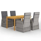 5 Piece Garden Dining Set Grey Outdoor Furniture Patio Table Chairs Set 67814