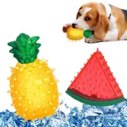 2 Packs Pet Teether Cooling Chew Toys Freezable Teething Toy for Puppies-Watermelon Pineapple