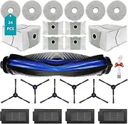 24 Pcs T50 Max Pro Replacement Kit for Ecovacs DEEBOT T50 Series/T50 Pro Omni/T50 MAX/T50 MAX PRO Omni Robot Vacuum Cleaner,Accessory Parts,1 main Brush,6 Side Brush,4 Filter,6 Mop Pads,6 Dust Bags