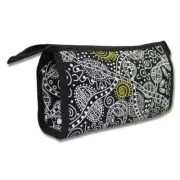 Warrina Designs Aboriginal Art Designer Toiletry Cosmetic Bag Purse Black Color