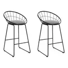 Set of 2 Bar Stools Steel Fabric - Grey and Black