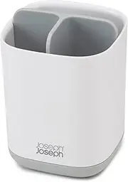 Joseph Joseph Bathroom EasyStore Compact Toothbrush Holder Caddy Bathroom Storage, White/Grey