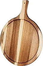 Dual-Sided Acacia Wood Cutting Board with Juice Groove, Wooden Cutting Boards with Handle, Chopping Board, Charcuterie Board, Round Cutting Board, Serving board for Cheese, Pizza(14''x10'')