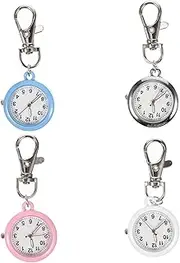 [FOMIYES] 4Pcs Nurse Fob Watches Luminous Clip Pocket Watches for Women and Men Stylish Keychain Design Easy to Use Present for Medical Professionals