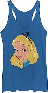 [Disney] Girls Wonderland Alice Big Face Juniors Tri Blend Tank
