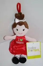 Baby Starters Baby Doll I Love Santa 9" Plush Red Heart Stuffed 2014 Soft Toy
