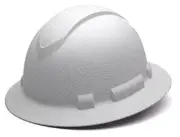 Pyramex Full Brim Hard Hat 4 Point Ratchet Matte White Graphite Pattern