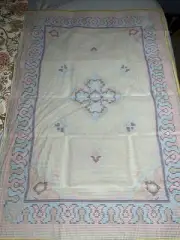 Vintage Printed Pink Blue Purple Floral Latch Hook Floor Rug Canvas Only 42x63