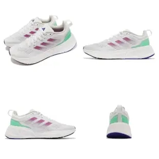 【adidas 愛迪達】慢跑鞋 Questar 白 紫 綠 女鞋 Bounce 緩震 厚底 透氣 運動鞋 愛迪達(HP2431)