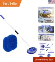 62" Long Handle Car Wash Brush with Microfiber Head - Scratch-Free Cleaning Kit