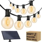 200FT(2 x100FT) G40 Solar String Lights, Globe Outdoor String Lights with 104...