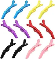 Alligator Hair Clips, BetterJonny 12 Pieces Professional Hair Salon Clips 6 Colors Plastic Frosted Crocodile Hair Styling Clips Hair Salon Accessories for Salon or Barber Shop