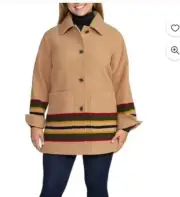 NWT Pendleton Women's Wool Blend Coat Tan (Camel Strip) Size XL