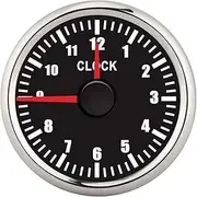 0-12 Hour Meter Gauge Display red Backlight 2-inch Silver Frame (Black Dial Silver Bezel)