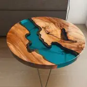 Epoxy Table, Live Edge Wooden Table, Epoxy Resin River Table, Round Natural Wood