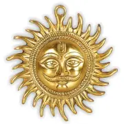 Brass Surya Wall Hanging–Sun God Wall Decor for Home & Office, Vastu Correction