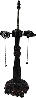 Resin Table Lamp Base Replacement Only, Wide 7 Inch Height 20 Inch, Fit for 12-16 Inch Tiffany Stained Glass Lampshade, Dark Brown Finish, Pull Chain Switch KeYJ