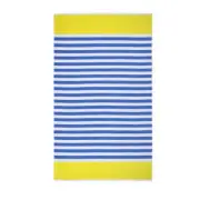 Pure Zone XL Cotton Beach Towel - Cabana Stripe - Blue/Yellow - 90x180cm