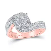 10kt Rose Gold Round Diamond Cluster Bridal Wedding Engagement Ring 1 Cttw