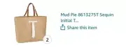 Rare Mud Pie Tote 8613275T Sequin Initial T