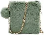FHQHTH Faux Fur Purse Neon Multicolor Fluffy Evening bags Womens Small Cute Phone Crossbody Bag Clutches