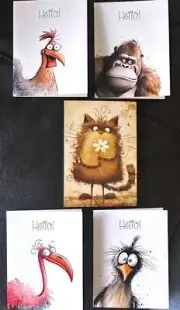 Heffalump Animal Greeting Cards Set With Envelopes