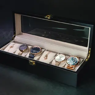 【AllTime】質感霧黑原木手錶收藏盒【6入】木H6YB(木盒09) 錶盒 收納盒 收藏盒 珠寶盒 首飾盒 木頭錶盒