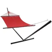2-Person Polyester Rope Hammock with Steel Stand - Red by Sunnydaze