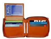 New Mens Bifold Zipper Around Leather Wallet Secure Multi Pockets Billfold