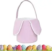 Bunny Ears Baskets for Kids - Plush Basket Bags for Egg Hunt | Toy Holder with Rabbit Ears and Handle Cute for Boys Girls Eggs Hunting