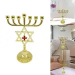 TREELING TRADITIONAL STAR 7 BRANCH MENORAH 帶十字架吊墜中心裝飾品金屬支架支架