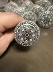 12 Black and White Wheel Flower Pattern Ceramic Drawer Knobs Stainless Backplate