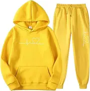 [Mthrpn] All My ordérs Placed on Amazon,Notched Collar Slim Fit Suites Men Women's 2 Piece Outfits Casual Long Sleeve Pullover Hooded Crop Top (Yellow #2, XL), Yellow #2, X-Large