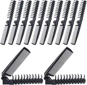 Seimneire Portable Travel Folding Hair Comb, Mini Pocket Foldable Hair Brush, Double Headed Anti-static Comb for Women Men - 12 Pcs Dark Sapphire Blue