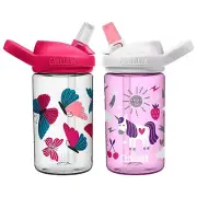 Camelbak Eddy+ Kids Butterfly + Unicorn 14oz/400ml spill proof bottles twin pack