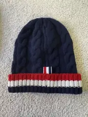 New Thom Browne Wool Cable Hat Beanie RED WHITE BLUE Navy STRIPE Authentic $280