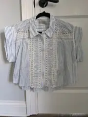 Urban Outfitters Women's Blue White Stripe Button Front top size S Small