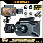 3 Channel Dash Cam Car DVR 1080P HD 128GB Front Rear Inside WIFI Camera Recorder