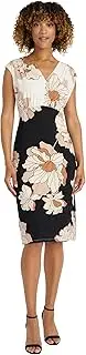 [Maggy London] Cap-Sleeve Sheath Floral Print Summer, Wedding Guest, Or Bridal Shower, Work Dresses for Women