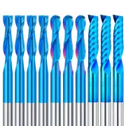 10Pcs Ball Nose Carbide Spiral End Mill 2 Flute 1/8'' Shank CNC Router Bits